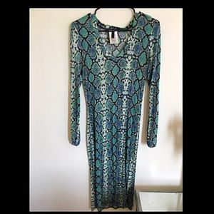 BCBG Sexy Snake Print Bodycon Midi Dress Medium